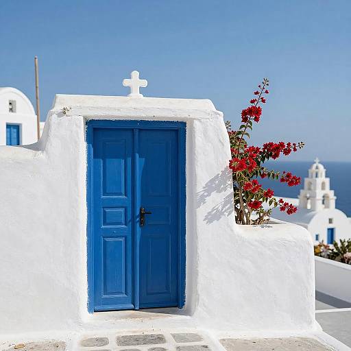 Vibrant Greek Island Doorway Photograph