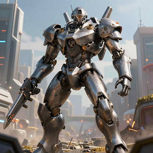 Epic Realistic Robot in Futuristic City