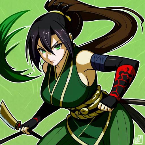 Illustration of Akali (legacy), league of legends in the style of Seo tatsuya