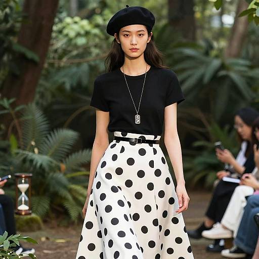 Hourglass Woman in Serene Forest Fashion