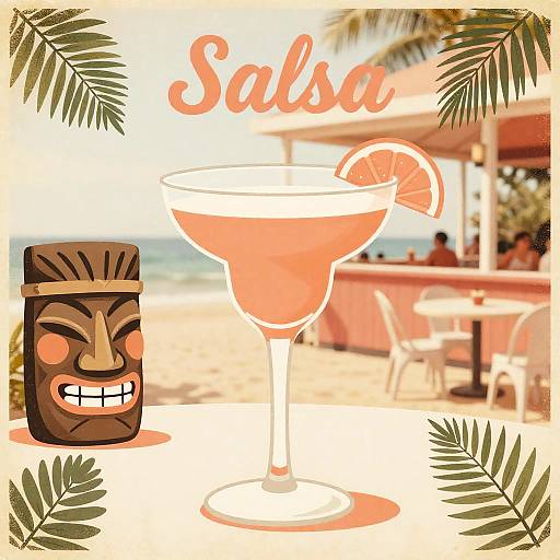 Vintage 1950s Tropical Salsa Cocktail Poster