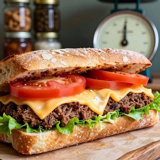 Detailed Bologna Sandwich Close-Up