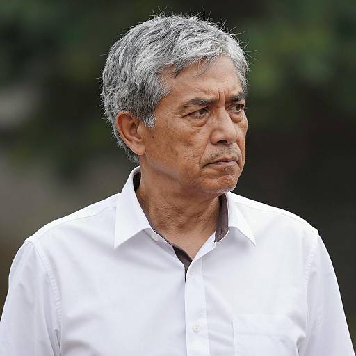 Serious Middle-aged Man in White Shirt