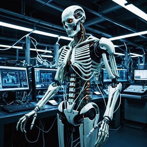 Biomechanical Human in Cyberpunk Factory