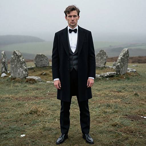 Man in Tailcoat at Misty Stone Circles