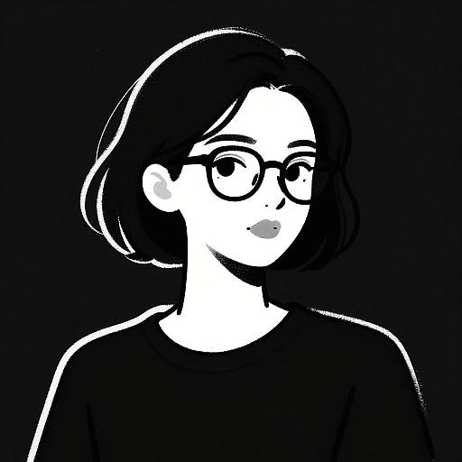 Minimalist Black-and-White Woman Portrait