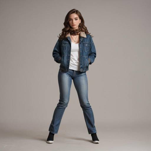 Wavy Haired Woman in Denim Outfit Wavy Haired Woman in Denim Outfit