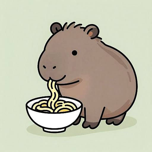 Vintage Cartoon Tapir Eating Spaghetti