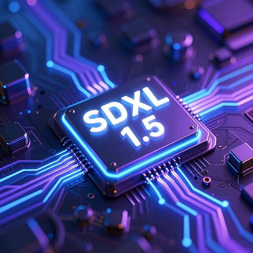 Futuristic Cyberpunk Computer Chip Design