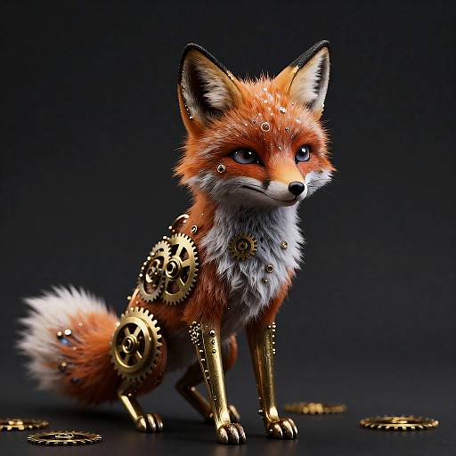 Moonlit Brass Gears Enchanted Fox