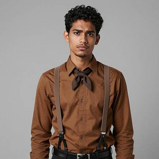 Realistic Portrait of a Boy in Suspenders