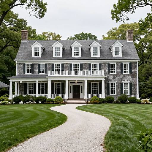 Stately Rhode Island Mansion with Gray Shingles