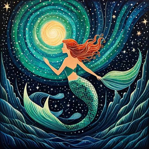 Cosmic Mermaid Swimming Through Starlight Seas