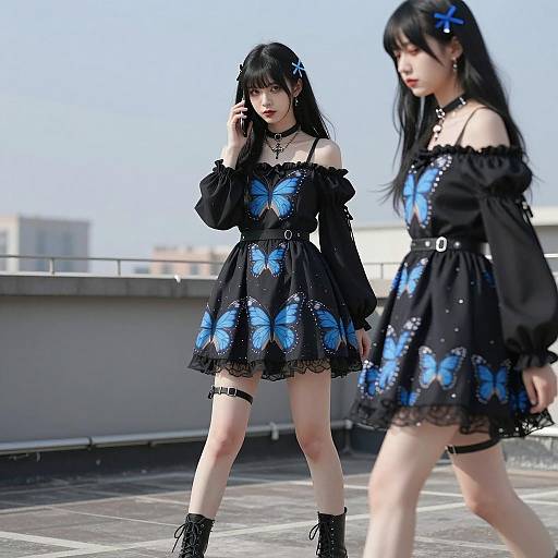 Gothic Fashion on a Rooftop