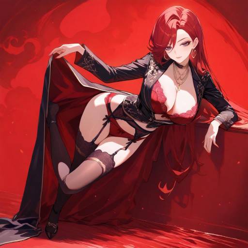 Charming Woman in Red Elegance