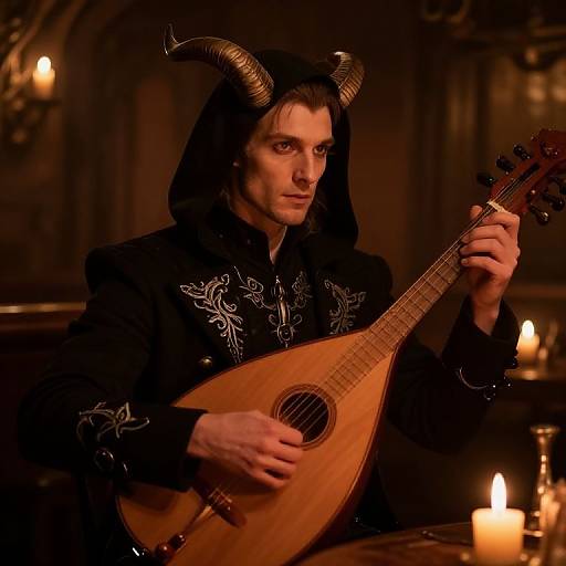 Black Tiefling Bard in Tavern