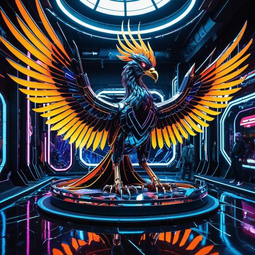 Futuristic Cyberpunk Phoenix Art Installation