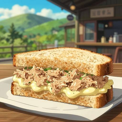 Studio Ghibli Style Mountain Cafe Sandwich