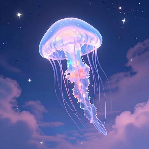 Ethereal Jellyfish in Neon Sky
