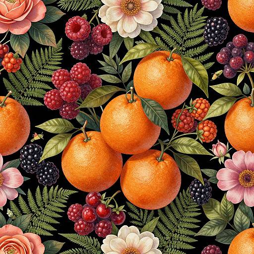 Maximalist Fruit and Floral Pattern