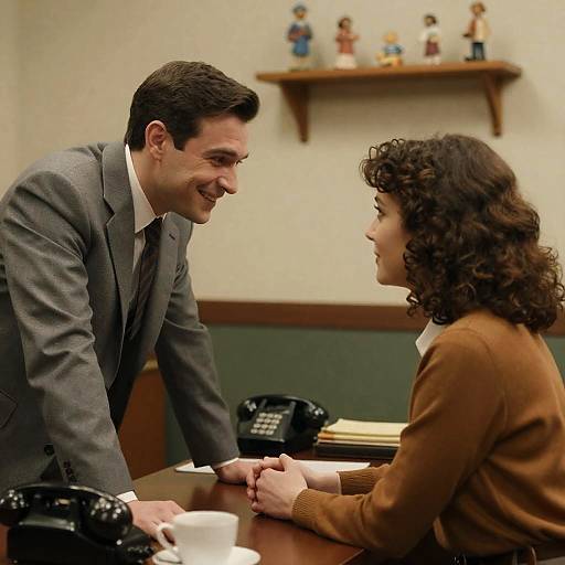 Mid-Century Office Interaction Photograph