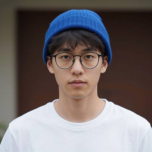Young Man with Glasses and Hat