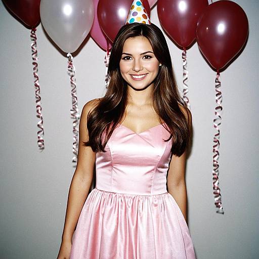Woman in Pink Dress at Birthday Party