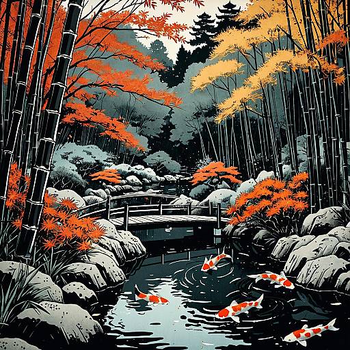 Tranquil Autumn Bamboo Forest Scene