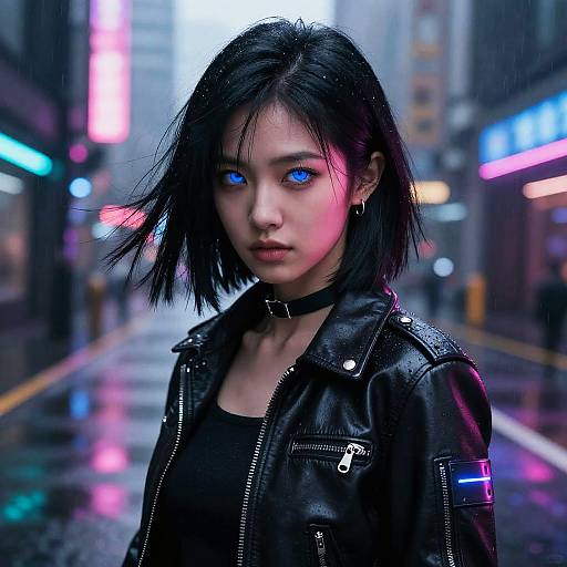 Cyberpunk Girl in Neon Urban Night