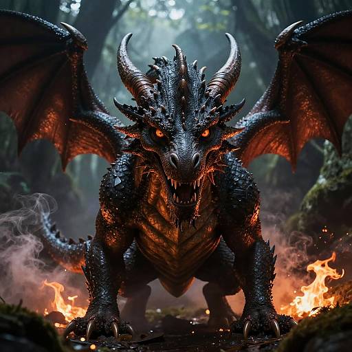 Dramatic Dragon in Mystical Forest