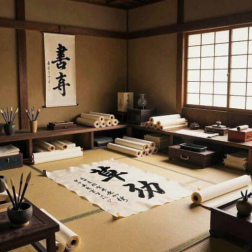 Japanese Calligrapher's Cluttered Room