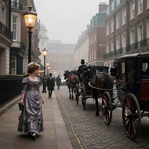 Victorian London Street Scene at Dusk