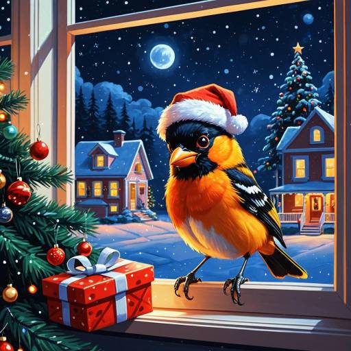 Angry Oriole in a Festive Midnight Scene