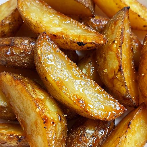 Close-Up Caramelized Potato Wedges