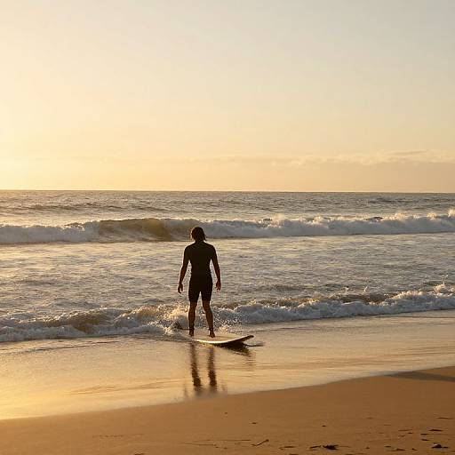 Solitary Surfer at Golden Shore