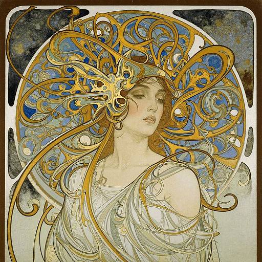 Intricate Art Nouveau Woman Portrait