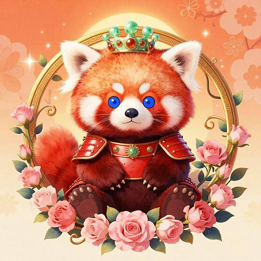 Chibi Red Panda Ukiyo-e Fantasy