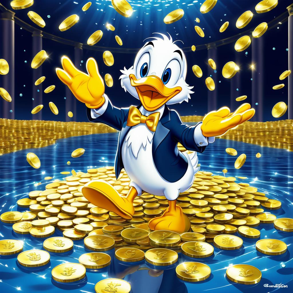 McDuck's Joyful Dive into Gold Coins