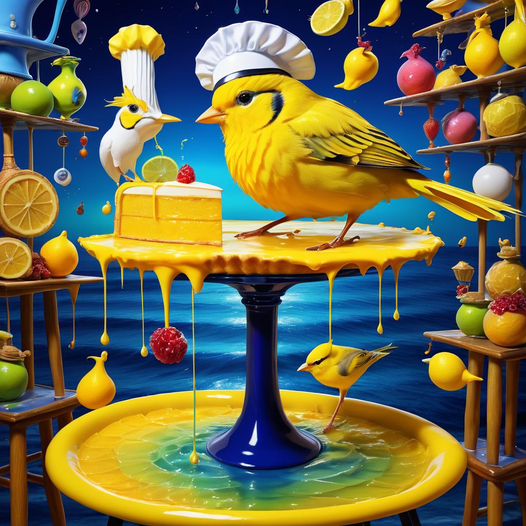 Whimsical Surrealism: Canary Chef Delight