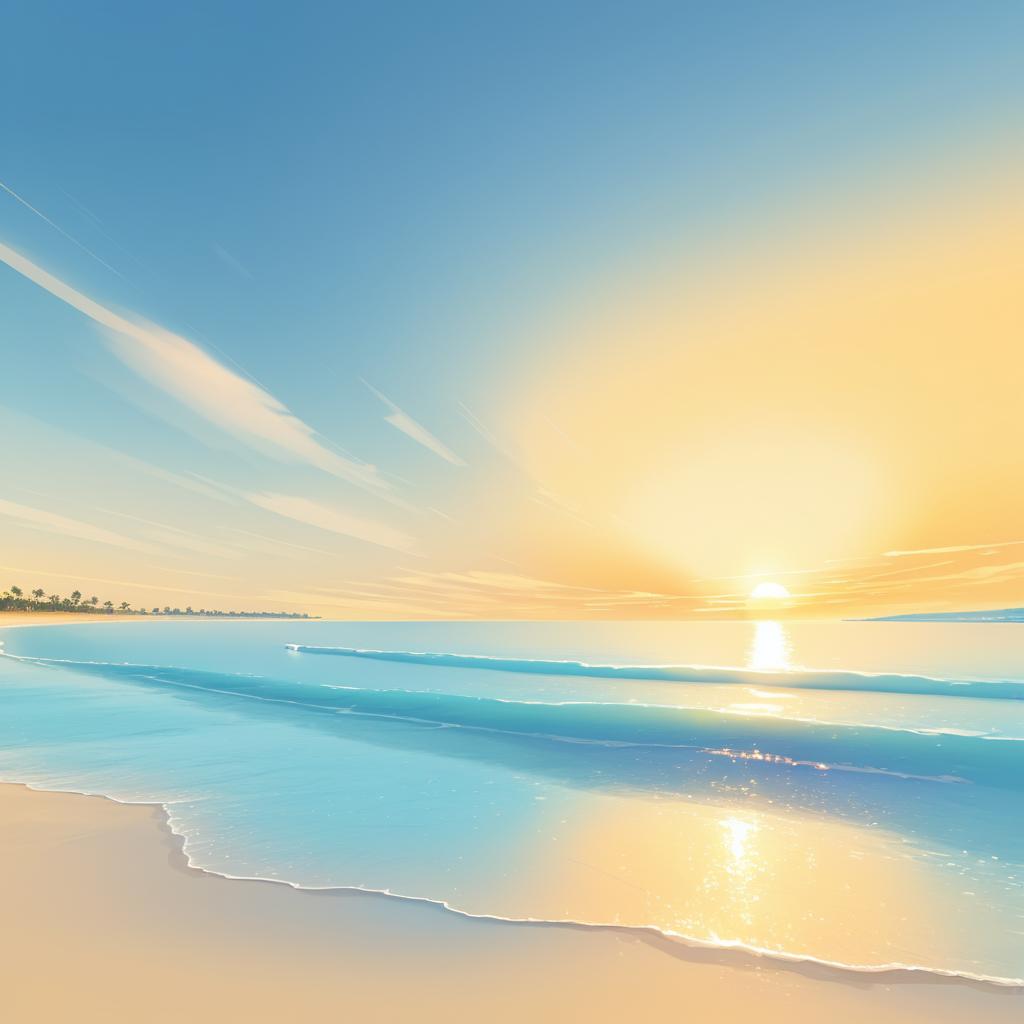 Serene Beach Sunrise Digital Illustration