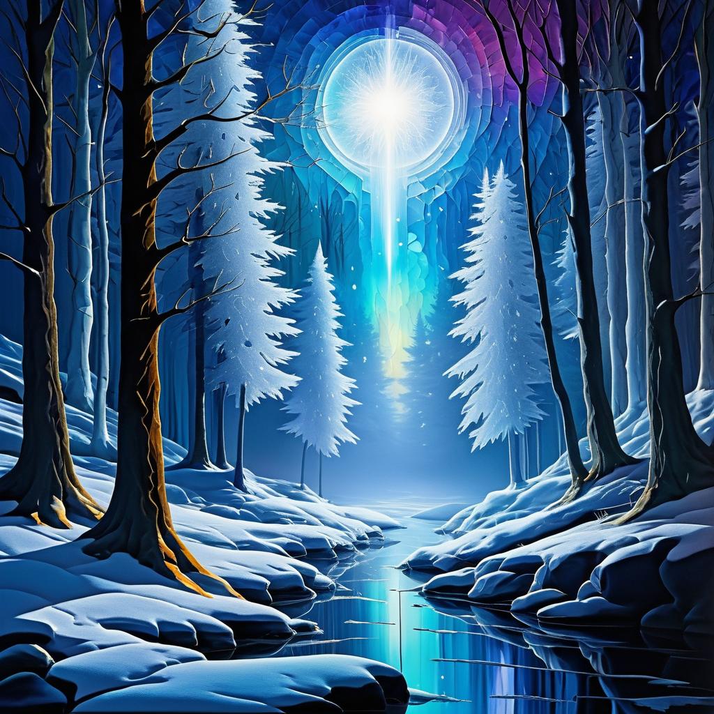 Mystical Winter Landscape with Explorer