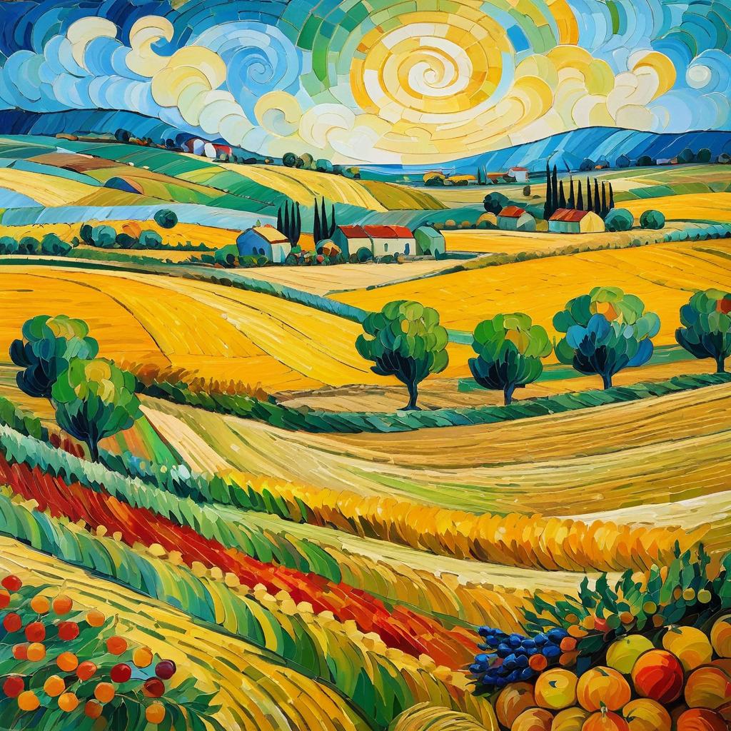 Vibrant Harvest Festival in Van Gogh Style