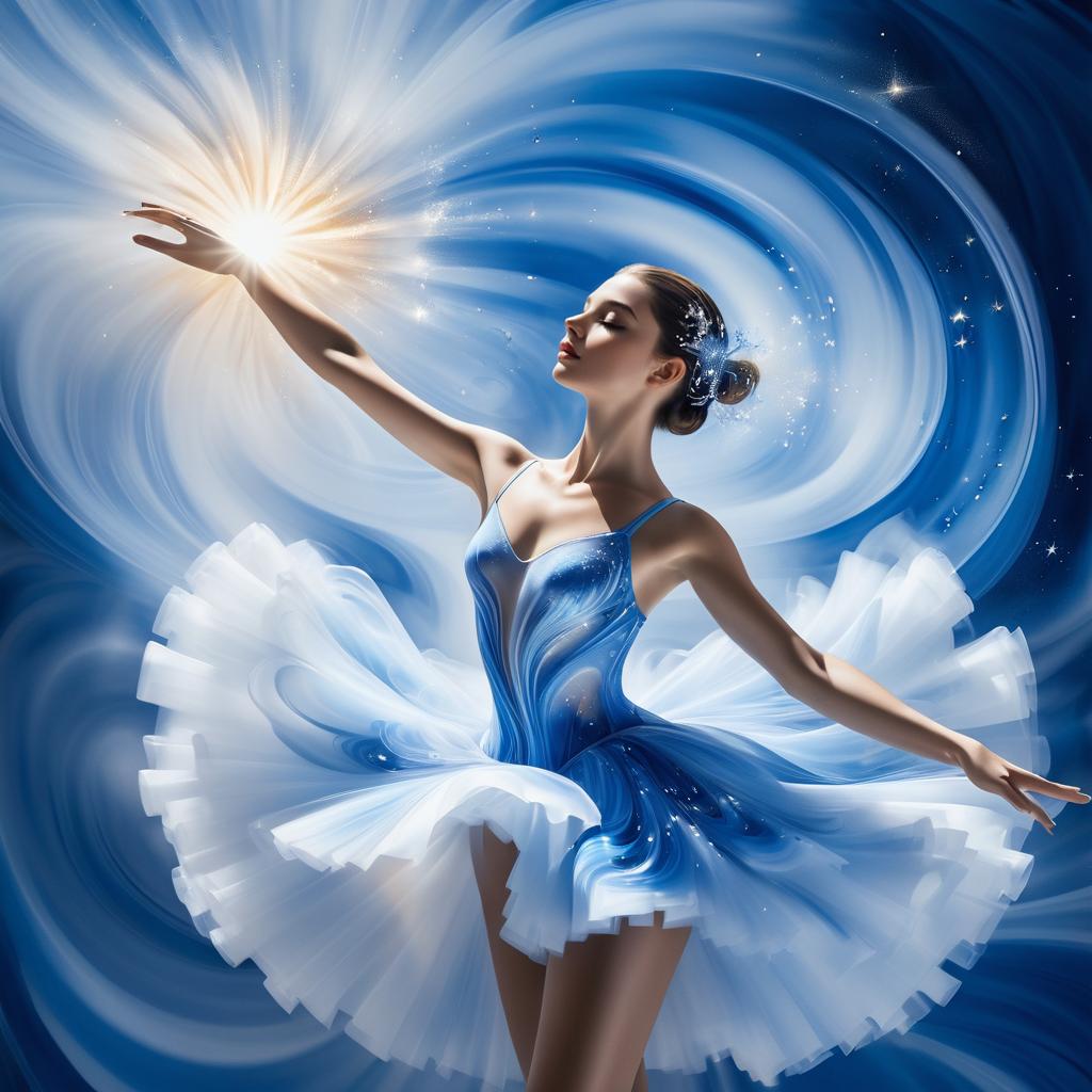 Dreamy Ballerina in Swirling Ink Art