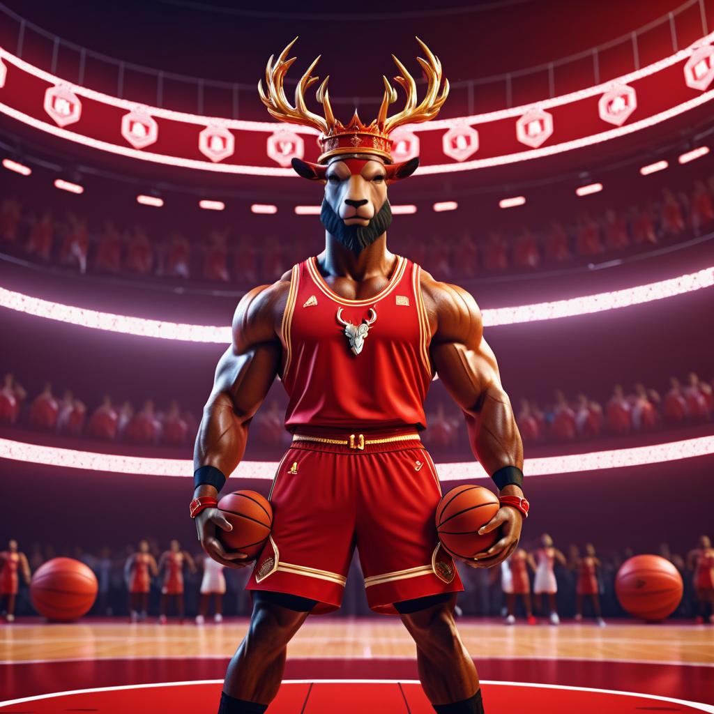 Regal Goat Prince on Basketball Court