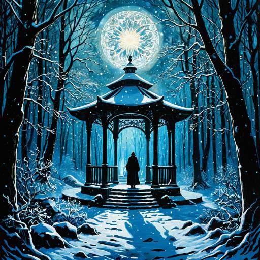 Mystical Winter Landscape with Gazebo