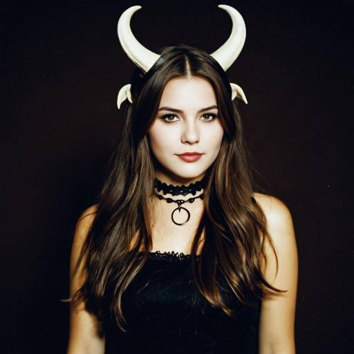 Woman in Halloween Horns and Choker