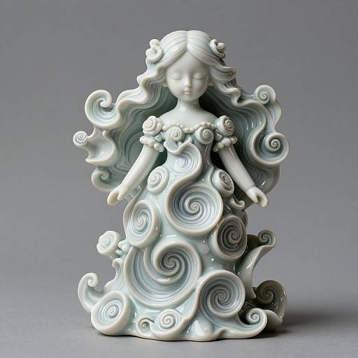 Ethereal Ceramic Doll with Spirals