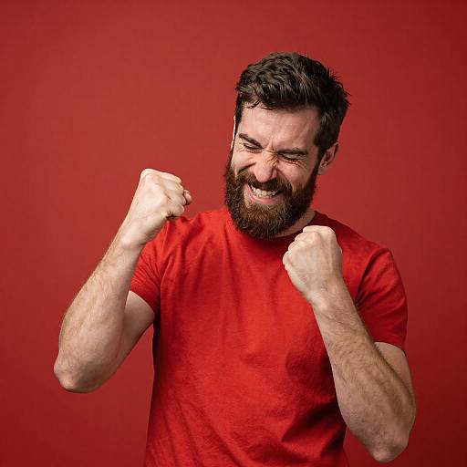 Energetic Man in Red T-Shirt
