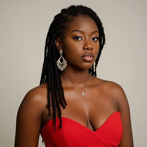 Elegant Dark-Skinned Woman with Locs