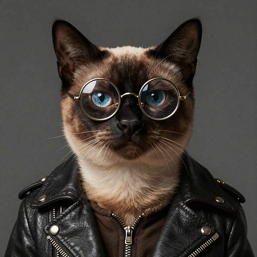 Cyberpunk Birman Cat with Vintage Glasses